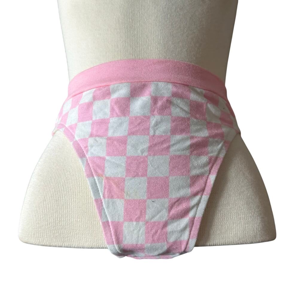 Vintage 80s/90s Checkered Pink Bikini Bottom 
Women’s Size XS/S